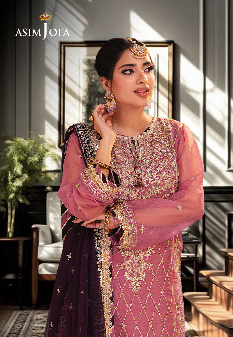 AJKKD-24 EMBROIDERED CHIFFON STITCHED 3 PCS