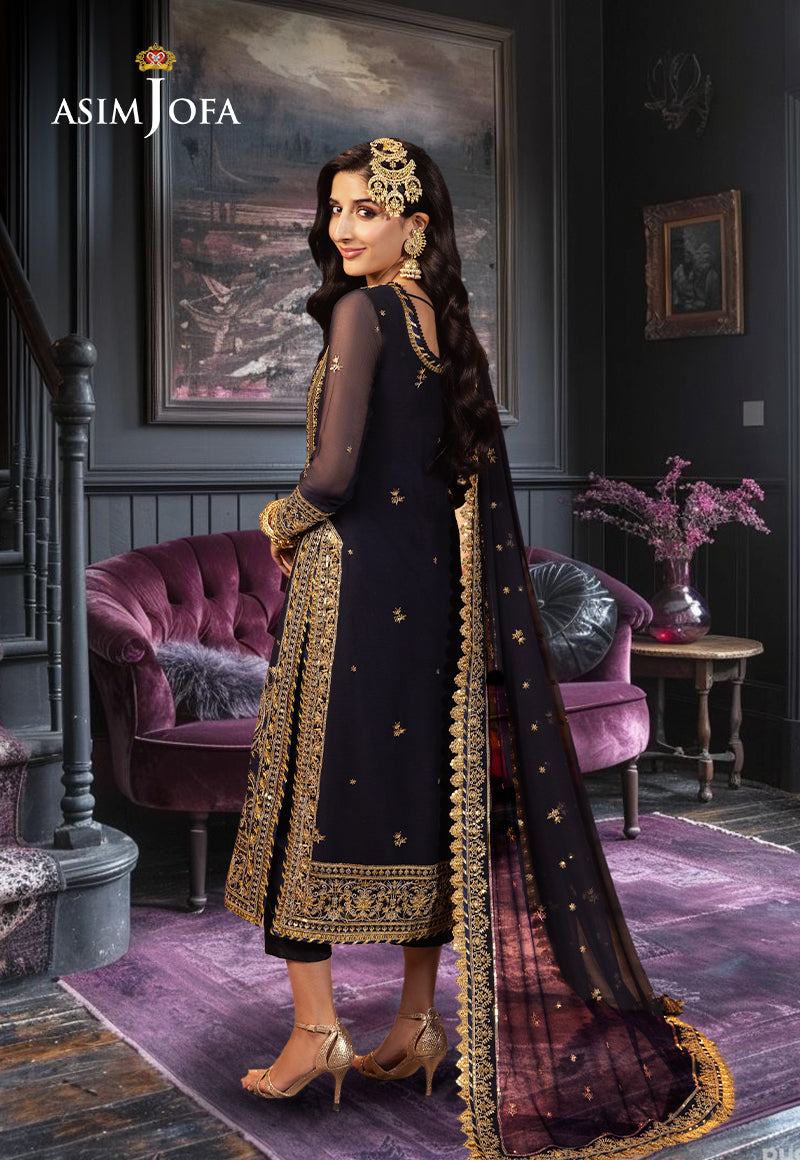 AJCDD-11 EMBROIDERED CHIFFON STITCHED 3 PCS