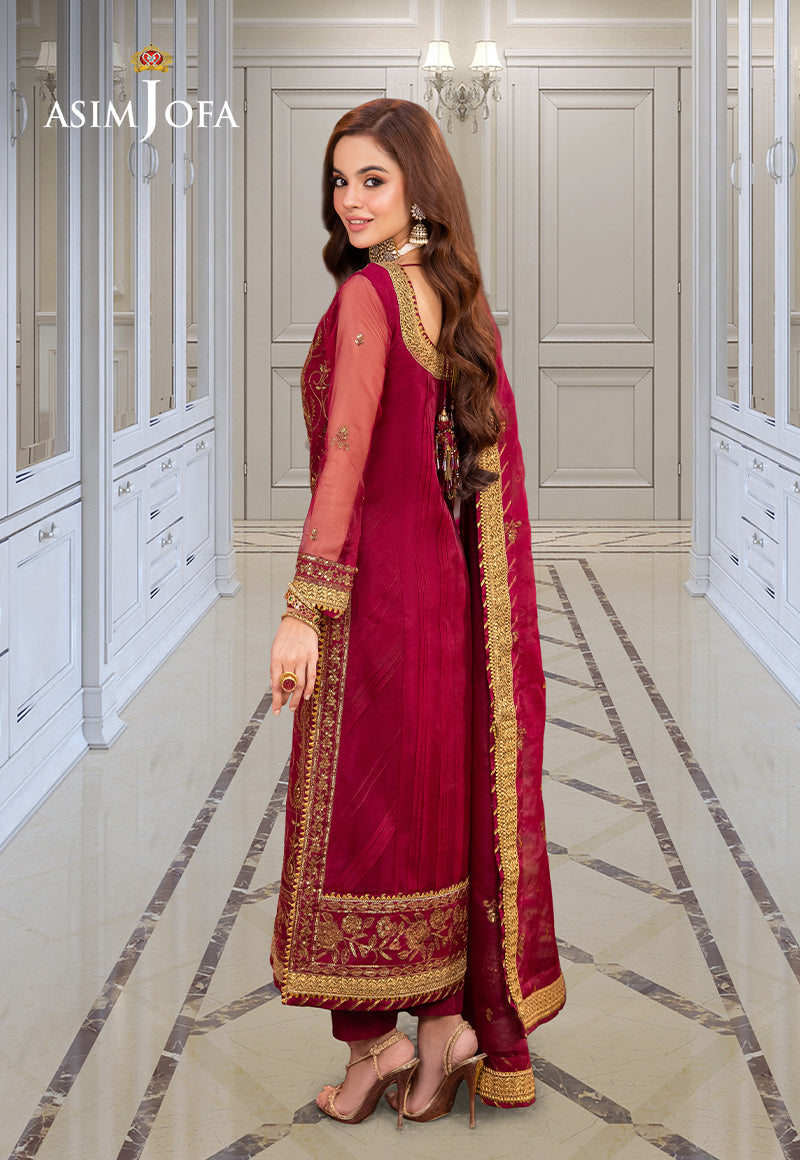AJEMD-23 EMBROIDERED ORGANZA STITCHED 3 PCS
