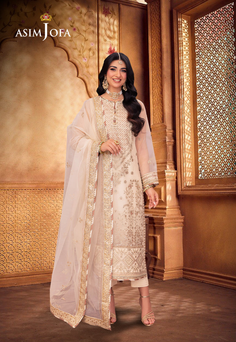 AJEMD-11 EMBROIDERED ORGANZA STITCHED 3 PCS