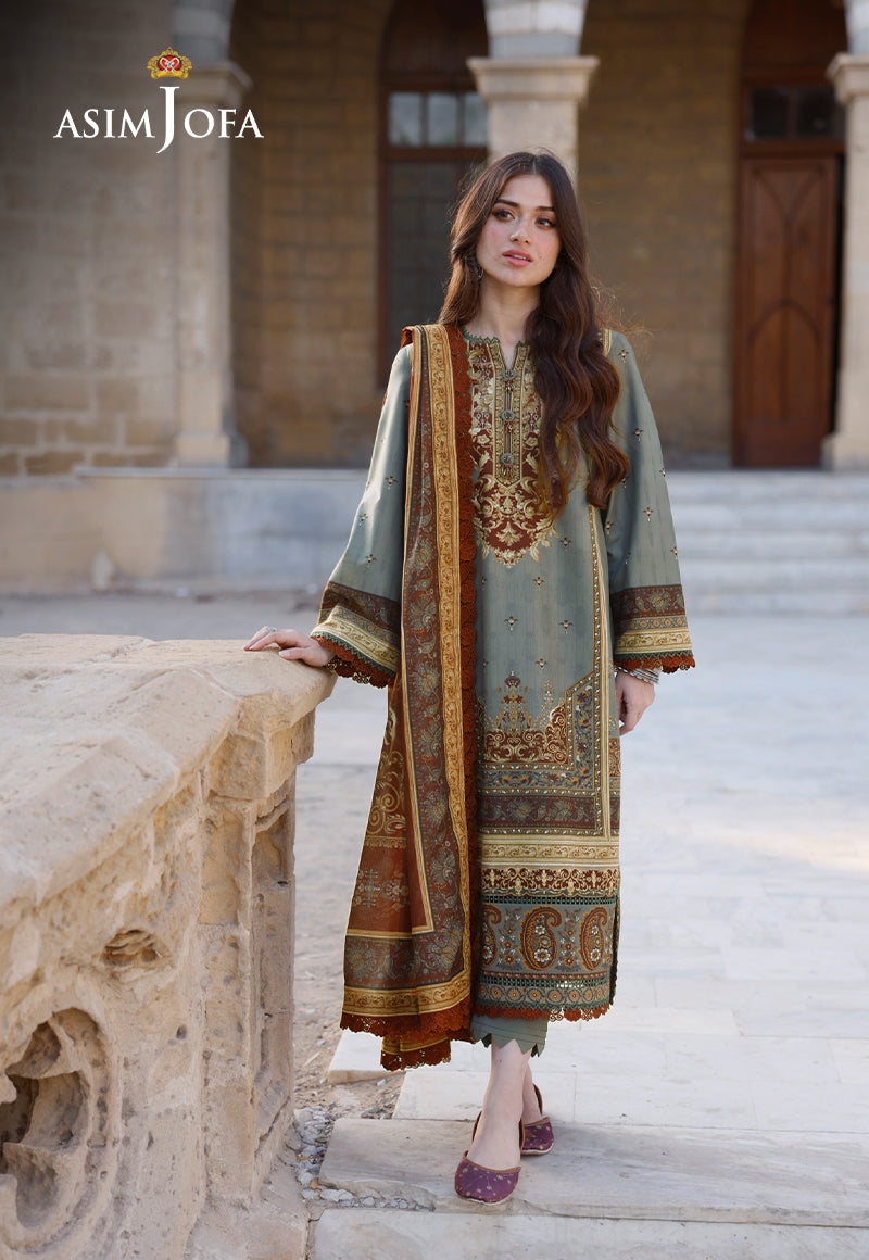 Ajso-48 Unstitched 3 Pcs Shirt Dupatta Trouser