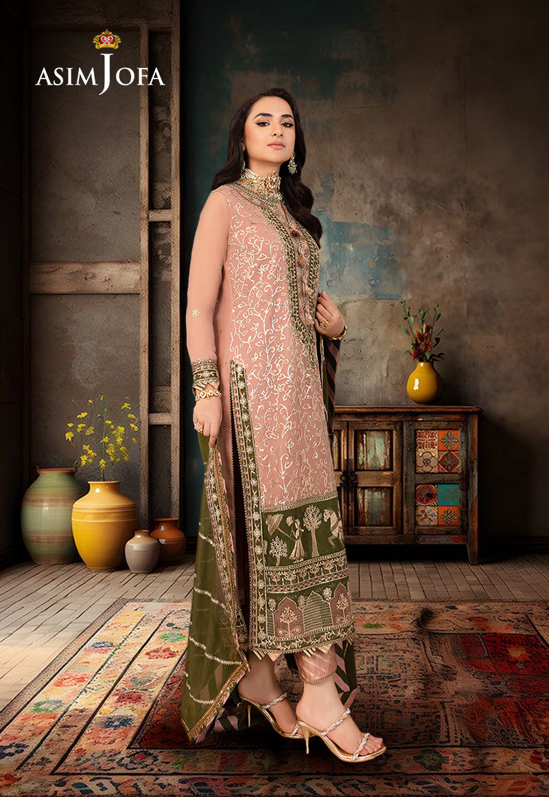 AJSMD-40 EMBROIDERED CHIFFON STITCHED 3 PCS