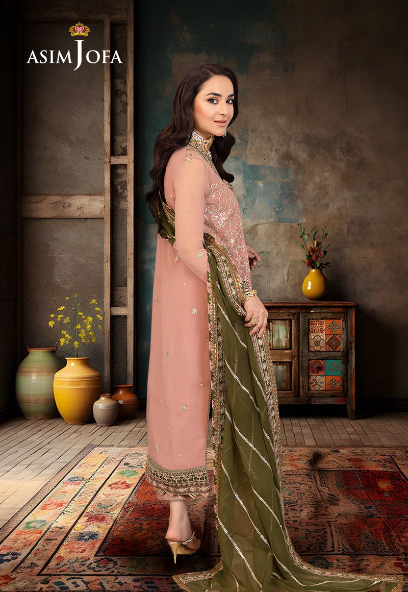 AJSMD-40 EMBROIDERED CHIFFON STITCHED 3 PCS