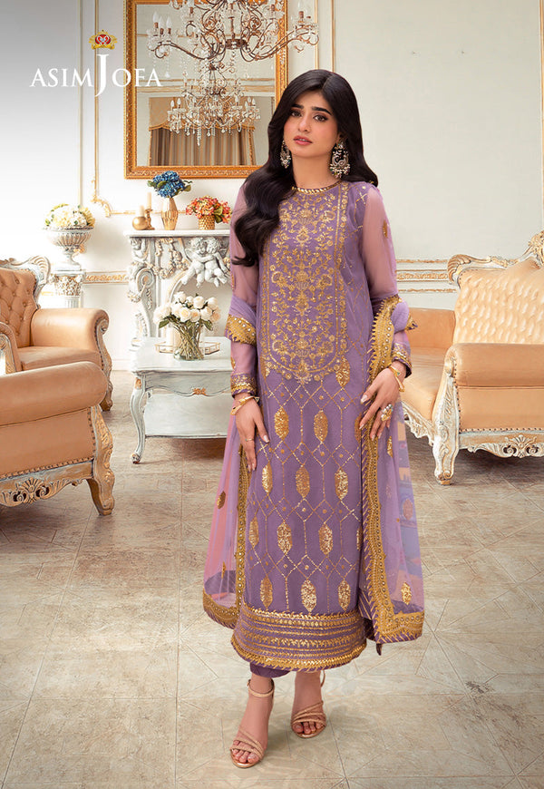 AJEMD-02 EMBROIDERED NET Stitched 3 PCS