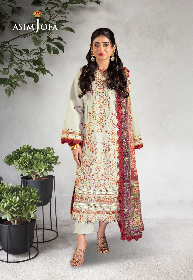 AJRAD-09 EMBROIDERED LAWN STITCHED 3 PCS