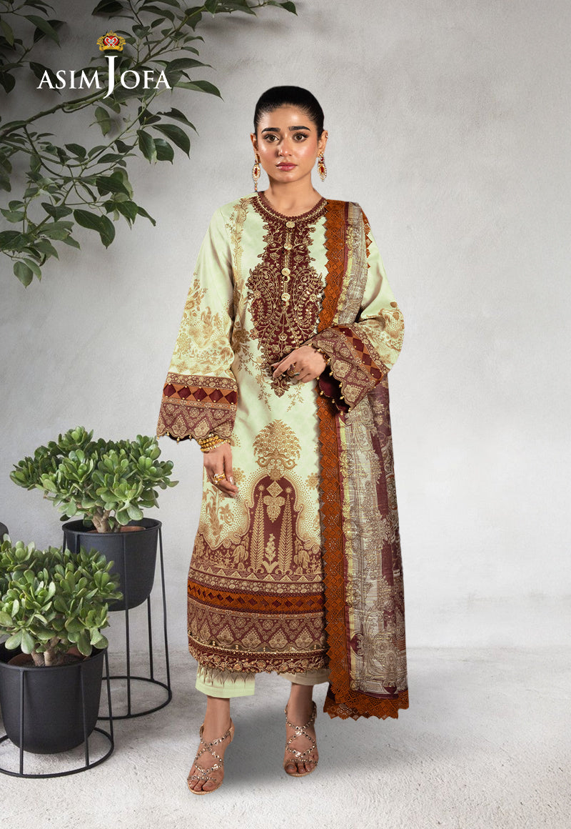 Ajso-173 Unstitched 3 Pcs Shirt Dupatta Trouser