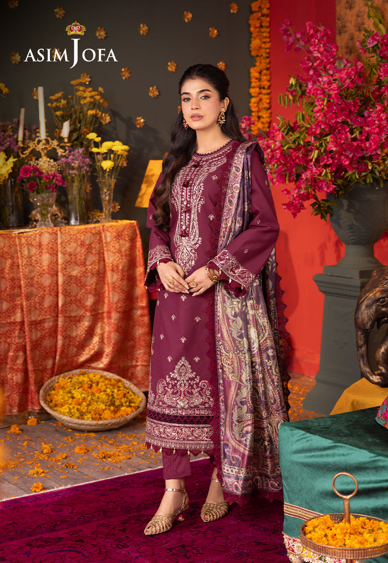 Ajso-152 Unstitched 3 Pcs Shirt Dupatta Trouser