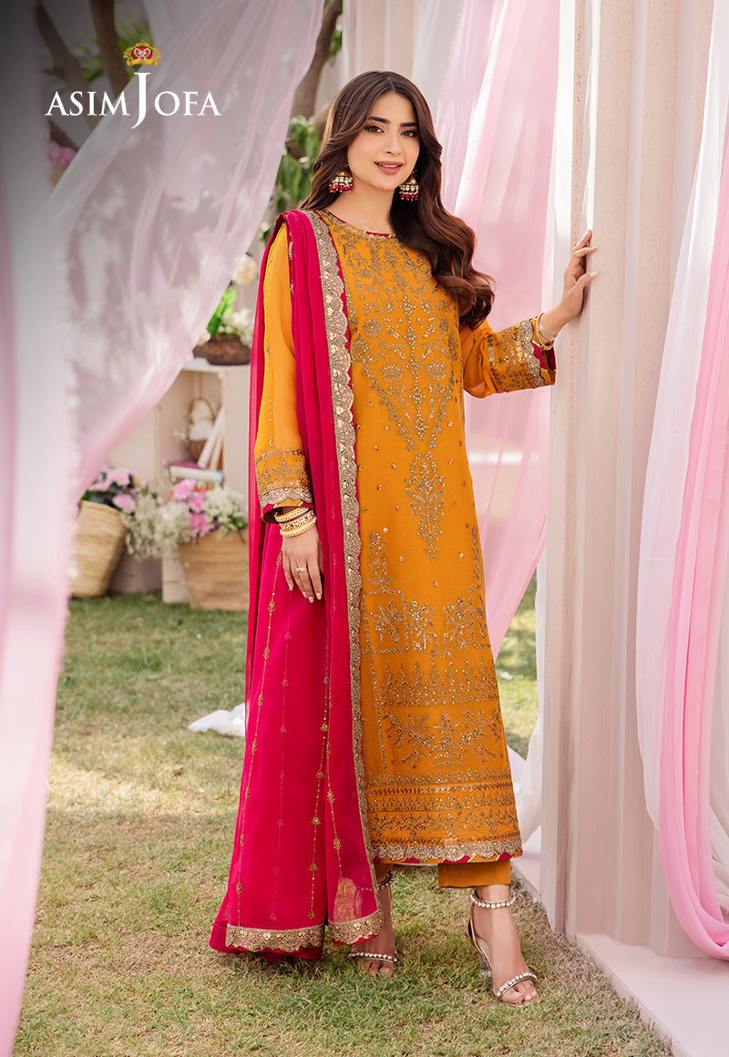AJCFD-25 EMBROIDERED CHIFFON STITCHED 3 PCS