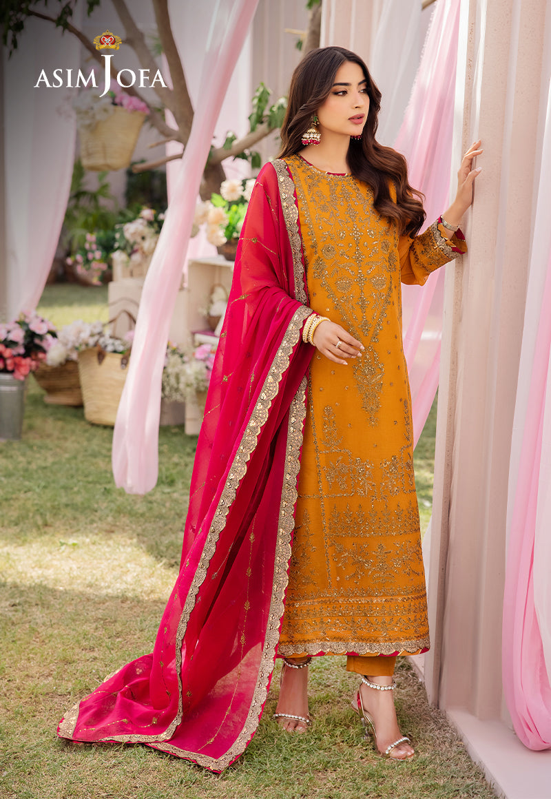 AJCFD-25 EMBROIDERED CHIFFON STITCHED 3 PCS