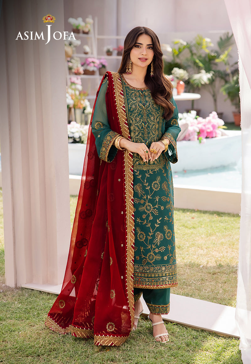 AJCFD-11 EMBROIDERED CHIFFON  STITCHED 3 PCS