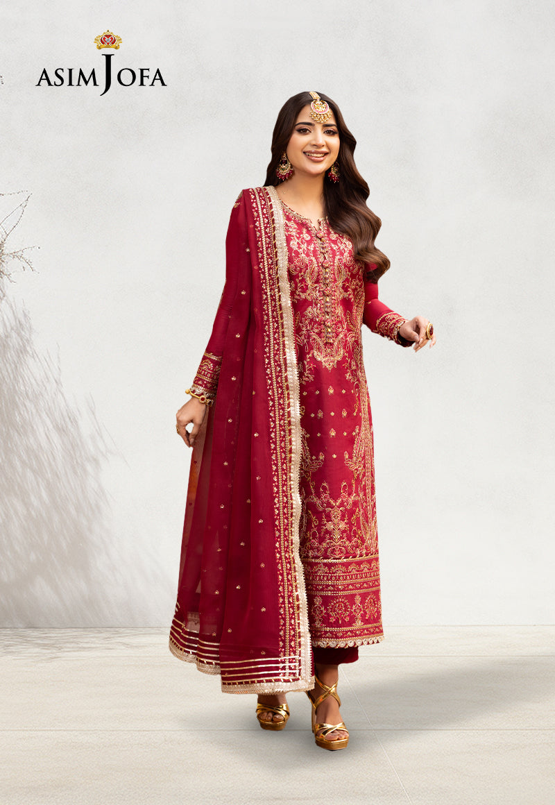 AJCDD-25 EMBROIDERED TWISTED SILK Stitched 3 PCS