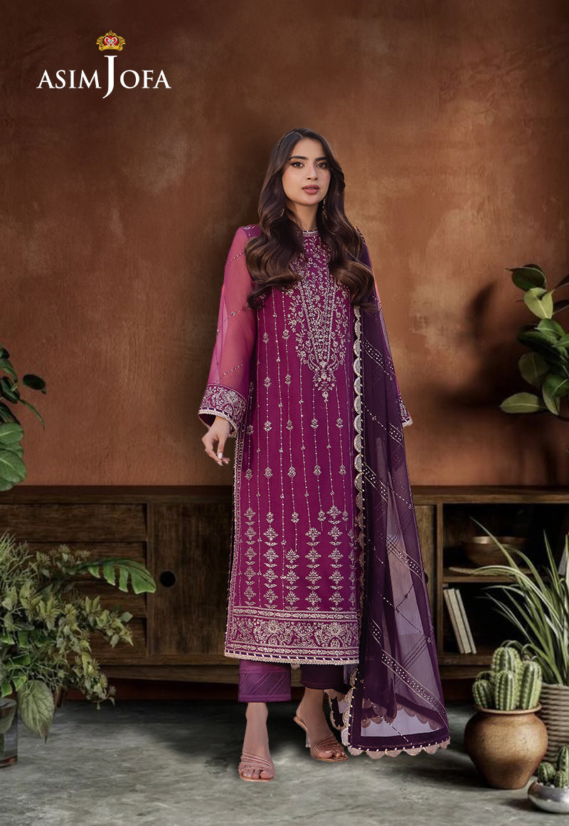 AJCFD-19 EMBROIDERED CHIFFON STITCHED 2 PCS