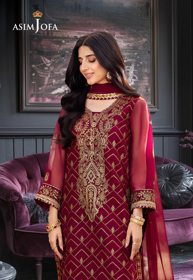 AJCFD-01 EMBROIDERED CHIFFON STITCHED 3 PCS