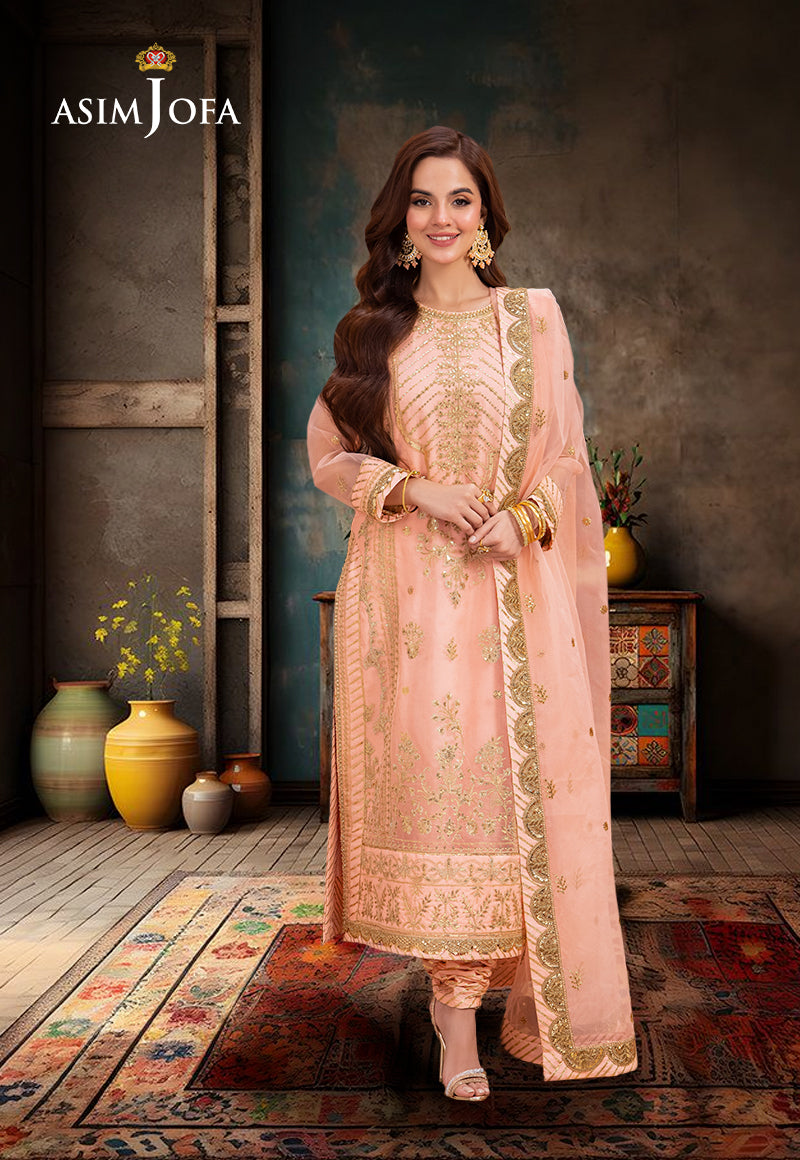 AJEMD-20 EMBROIDERED ORGANZA STITCHED 2 PCS