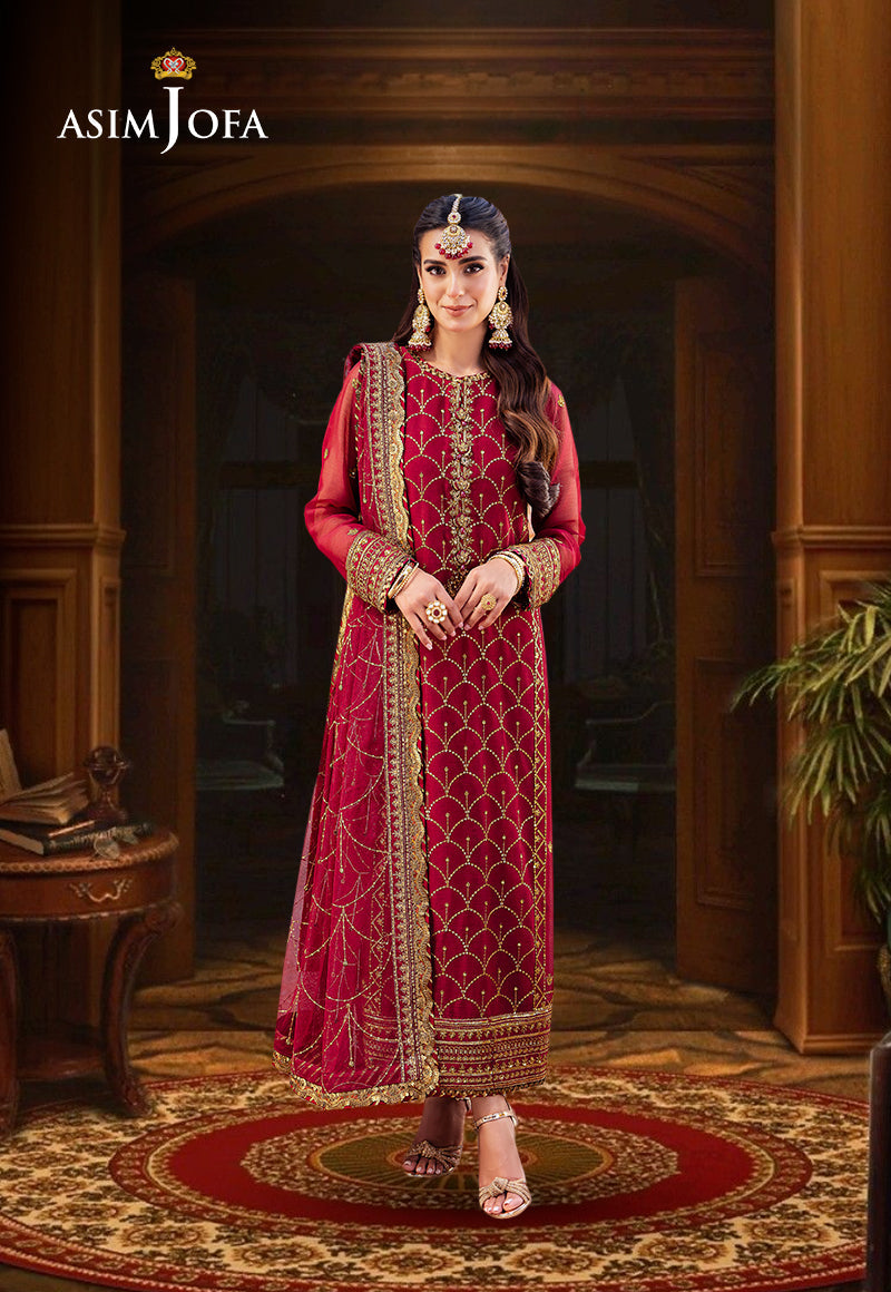 AJMJD-28 EMBROIDERED CHIFFON STITCHED 3 PCS