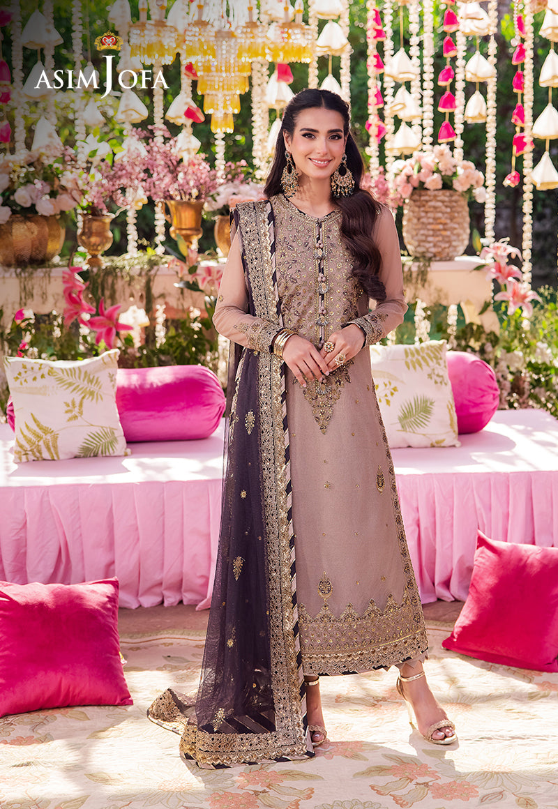 AJMJD-06 EMBROIDERED NET STITCHED 3 PCS