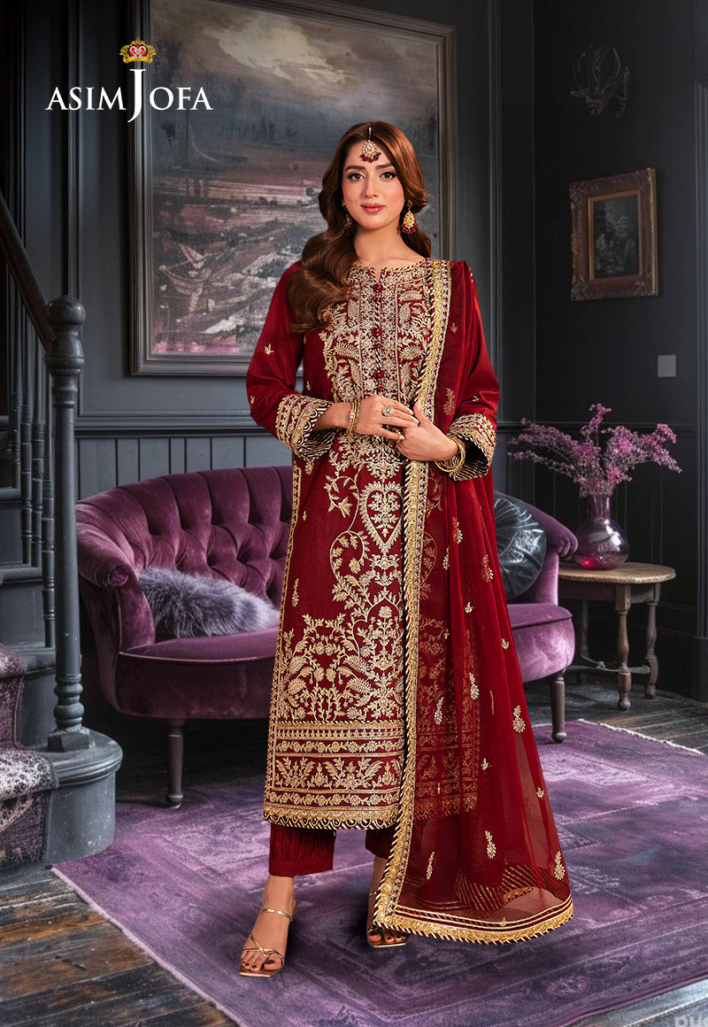 AJKKD-20 EMBROIDERED TWISTED SILK STITCHED 2 PCS