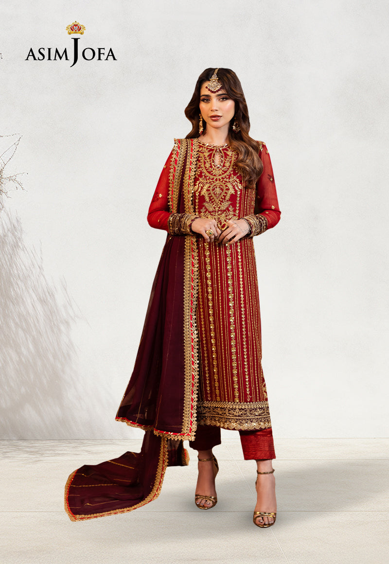 AJCDD-28 EMBROIDERED CHIFFON STITCHED 3 PCS