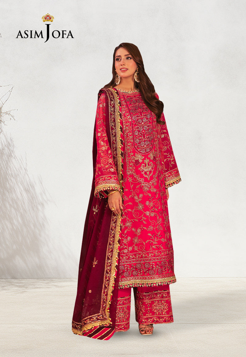 AJKKD-11 EMBROIDERED CHIFFON STITCHED 3 PCS