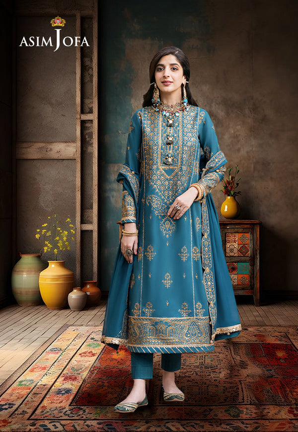 AJKMD-04 EMBROIDERED SILK STITCHED 3 PCS