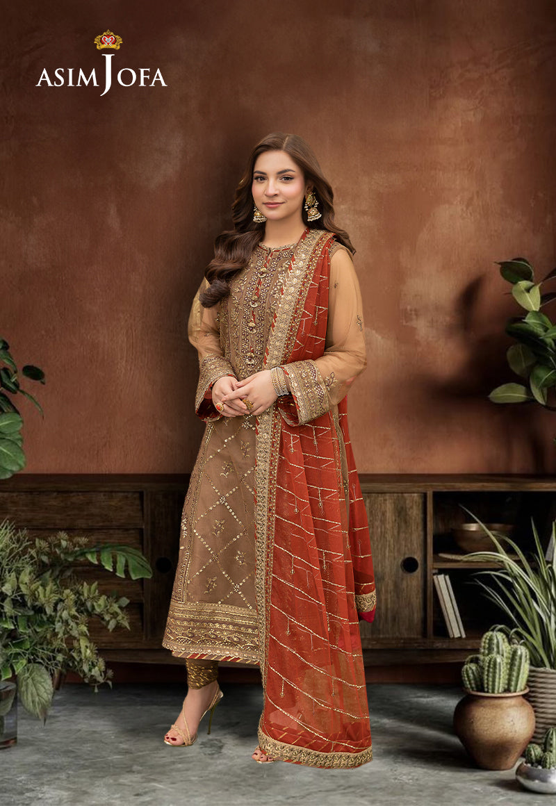 AJMJD-10 EMBROIDERED NET STITCHED 3 PCS