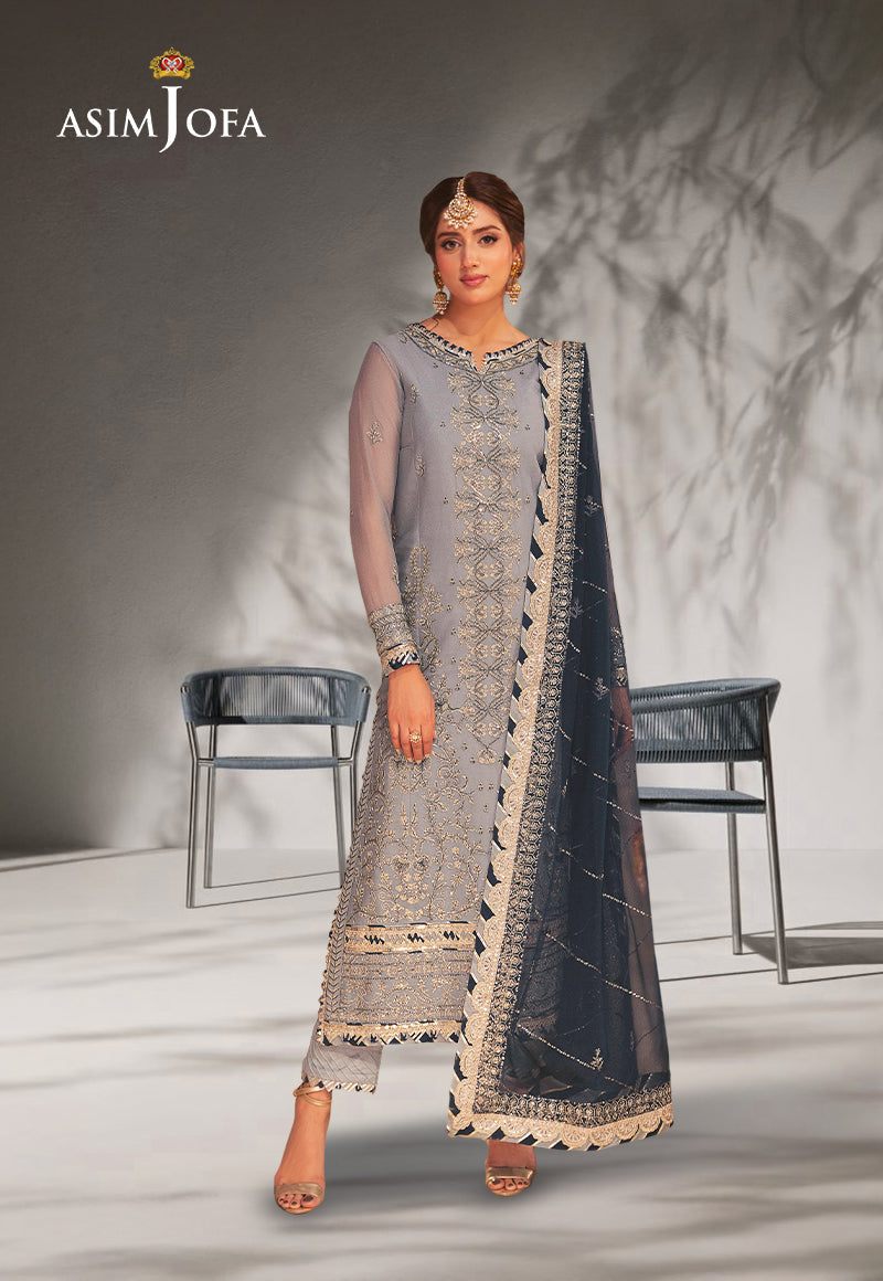 AJKKD-17 EMBROIDERED CHIFFON STITCHED 3 PCS