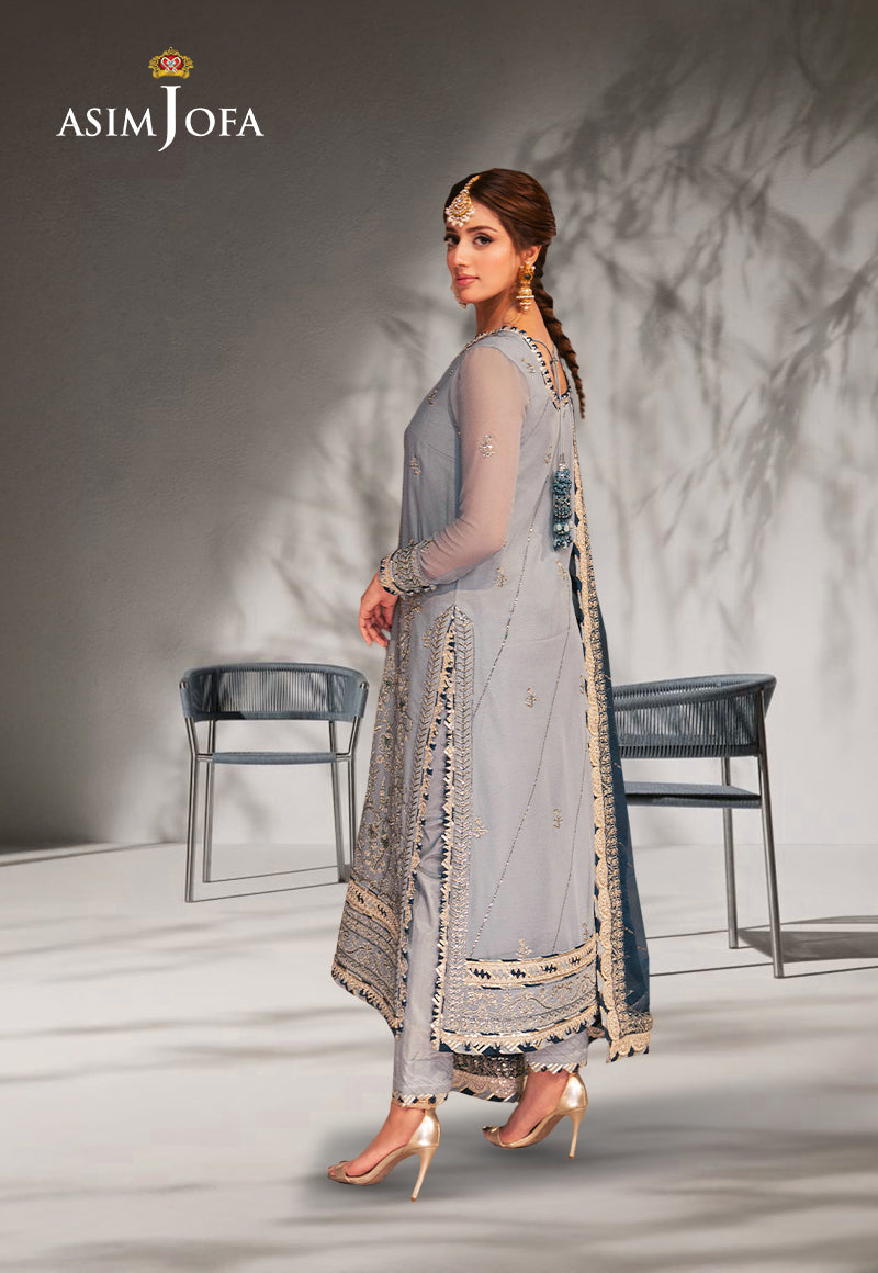 AJKKD-17 EMBROIDERED CHIFFON STITCHED 3 PCS
