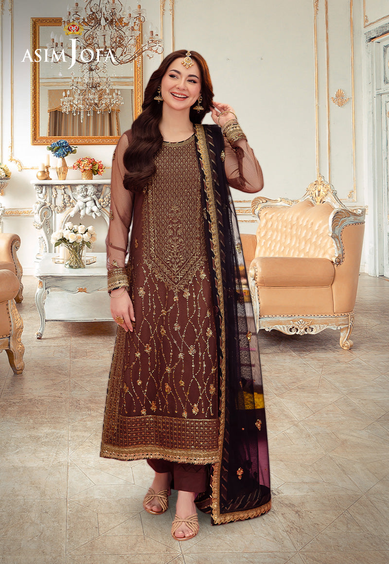AJMJD-24 EMBROIDERED NET STITCHED 3 PCS