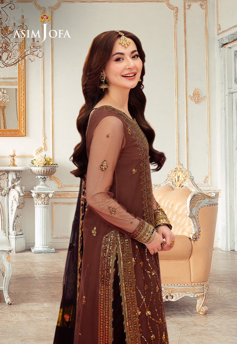 AJMJD-24 EMBROIDERED NET Stitched 3 PCS