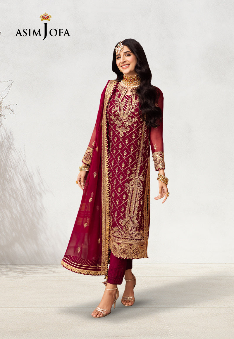 AJCDD-05 EMBROIDERED CHIFFON STITCHED 3 PCS