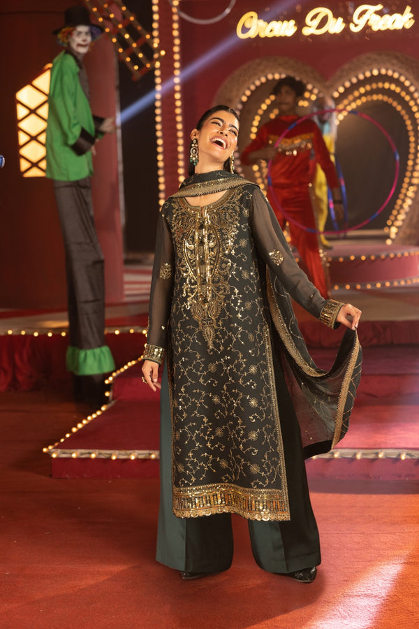 AJLLFB-02 Embroidered Chiffon Stitched 3 Pcs