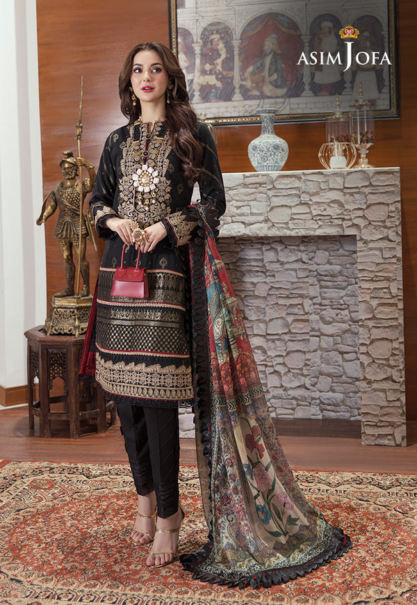 AJRLD-10 EMBROIDERED WOVEN JACQUARD LAWN STITCHED 3 PCS