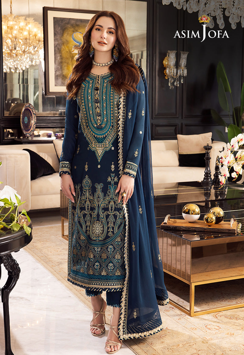 AJRND-10 EMBROIDERED LAWN SILK STITCHED 3 PCS