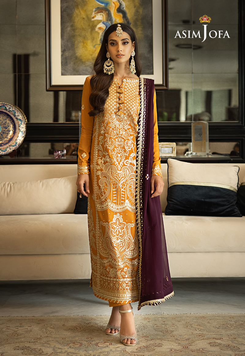 AJRND-09 EMBROIDERED COTTON SILK STITCHED 3 PCS