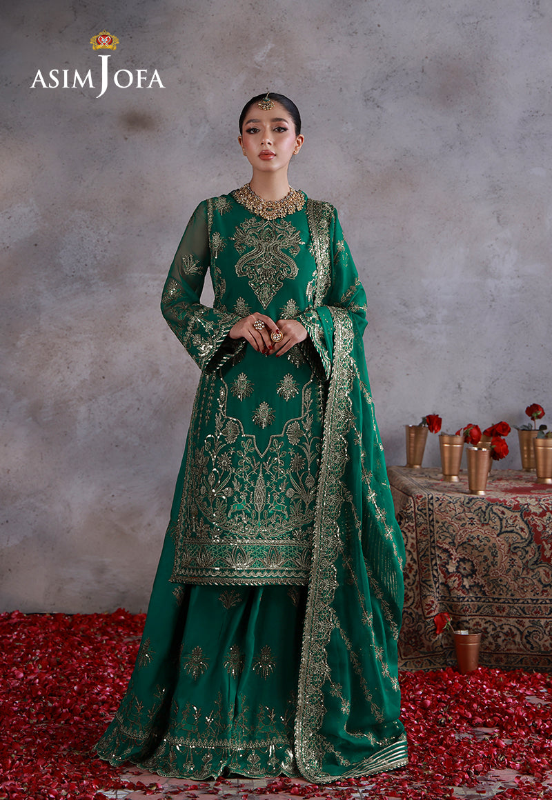 AJULN-16 Embroidered Chiffon Unstitched 3 Pcs