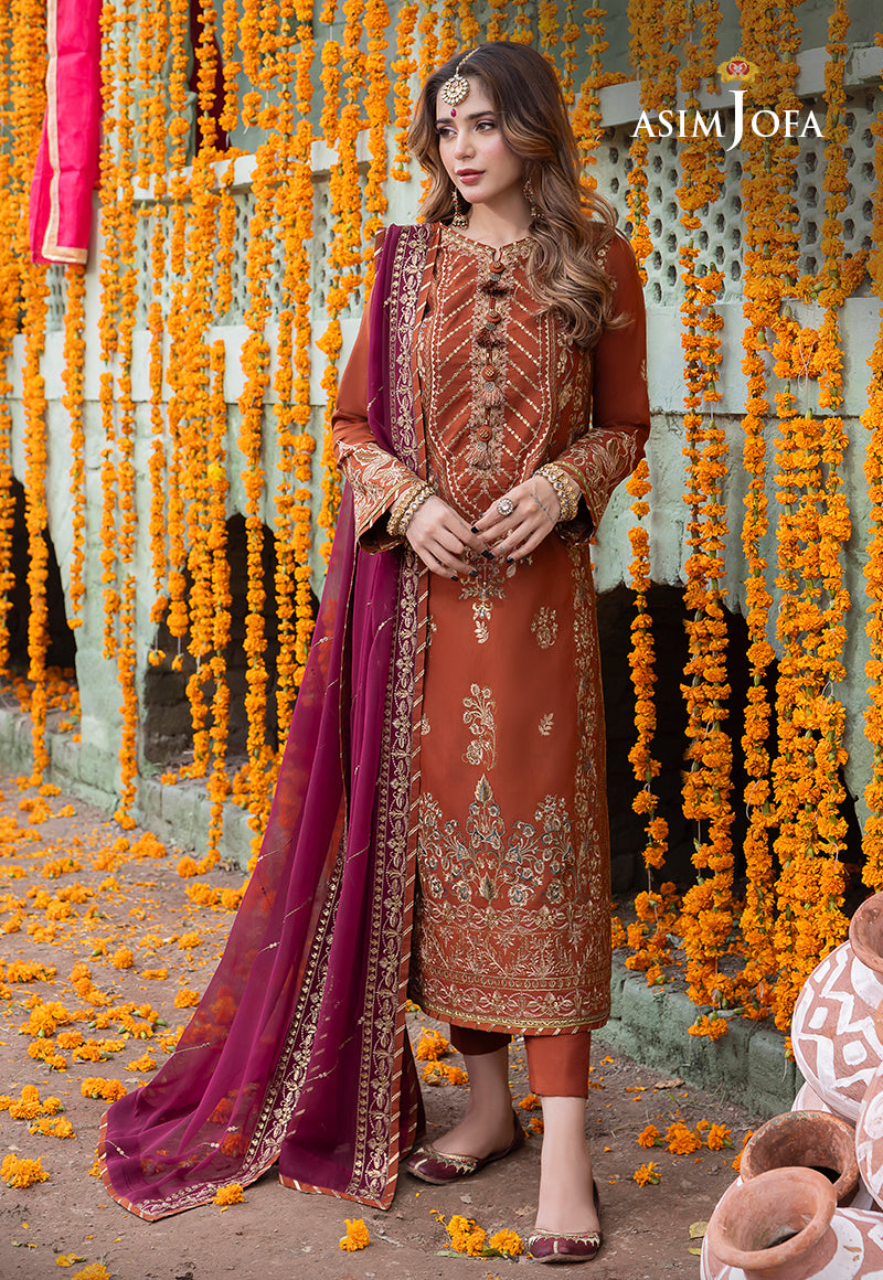AJAB-14 DESIGNERS EMBROIDERED STITCHED 3 PCS – Asim Jofa